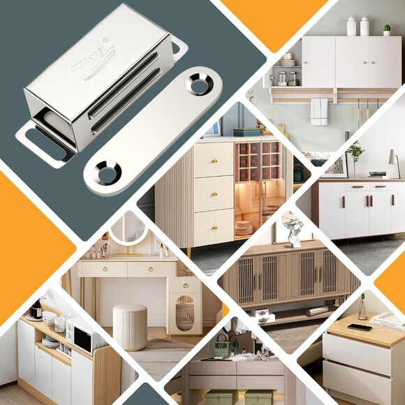 Cabinet Magnets 12 Pack Magnetic Door Catch Stainless Steel Kitchen Cabinet Magn - Picture 8 of 9